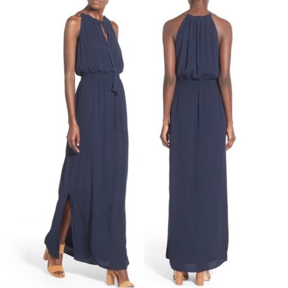 Madewell Dresses & Skirts - Madewell Navy Blue Tassel Front Maxi Dress Wedding Guest Party Size 2